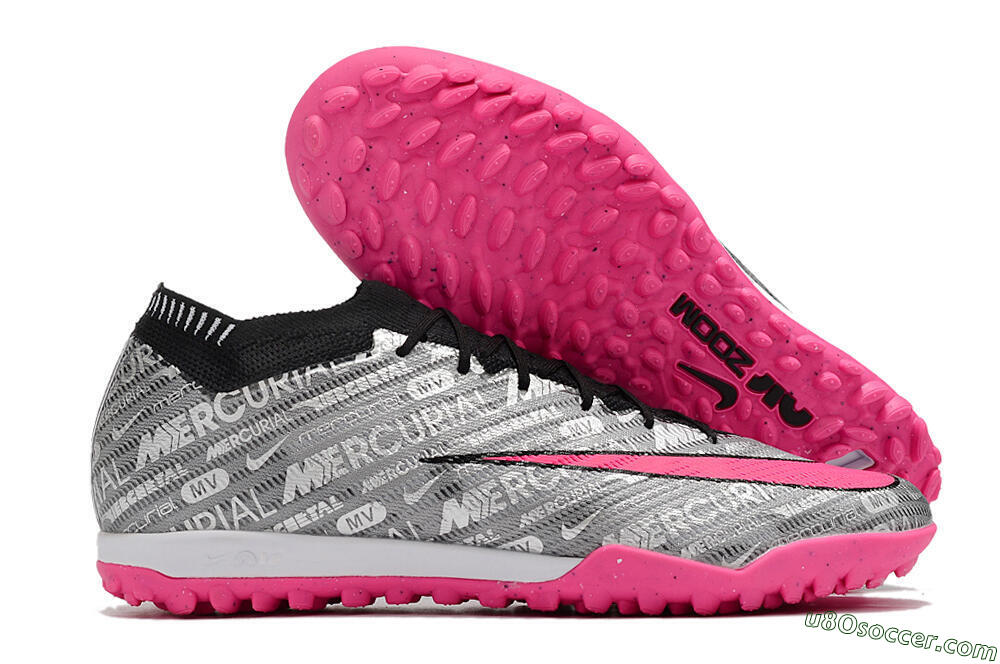 Nike Air Zoom Mercurial Vapor 15 Elite TF Artificial Turf Soccer Shoes - Silver/Pink/Black 1