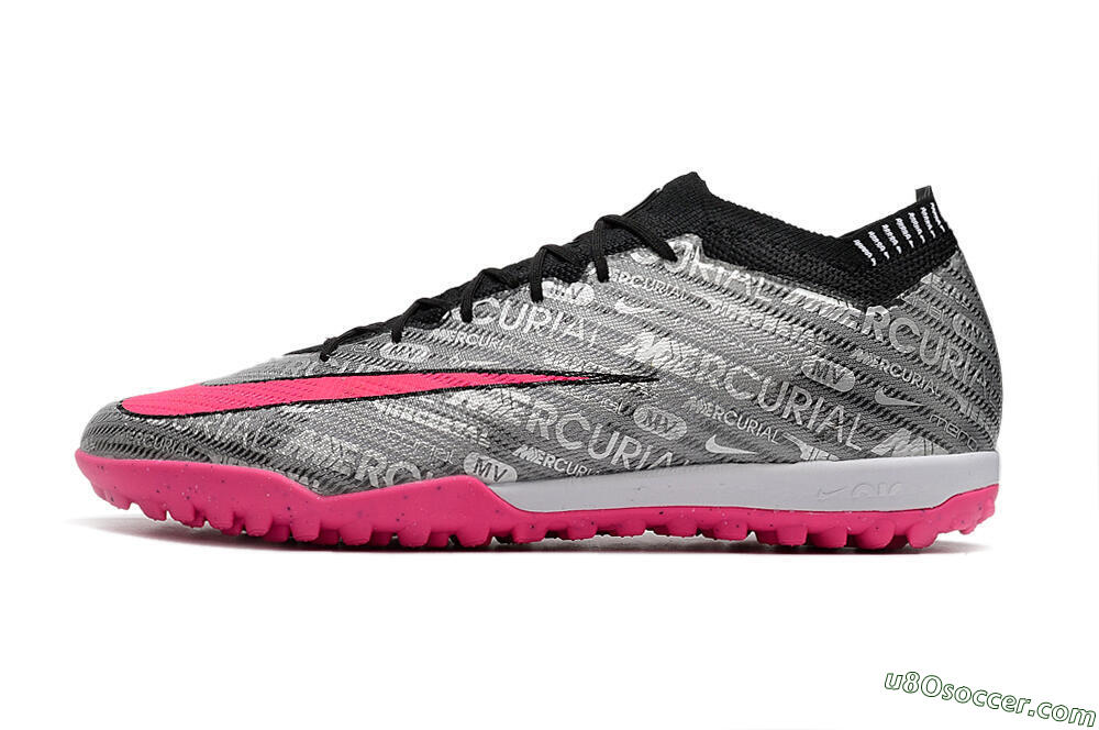 Nike Air Zoom Mercurial Vapor 15 Elite TF Artificial Turf Soccer Shoes - Silver/Pink/Black 2