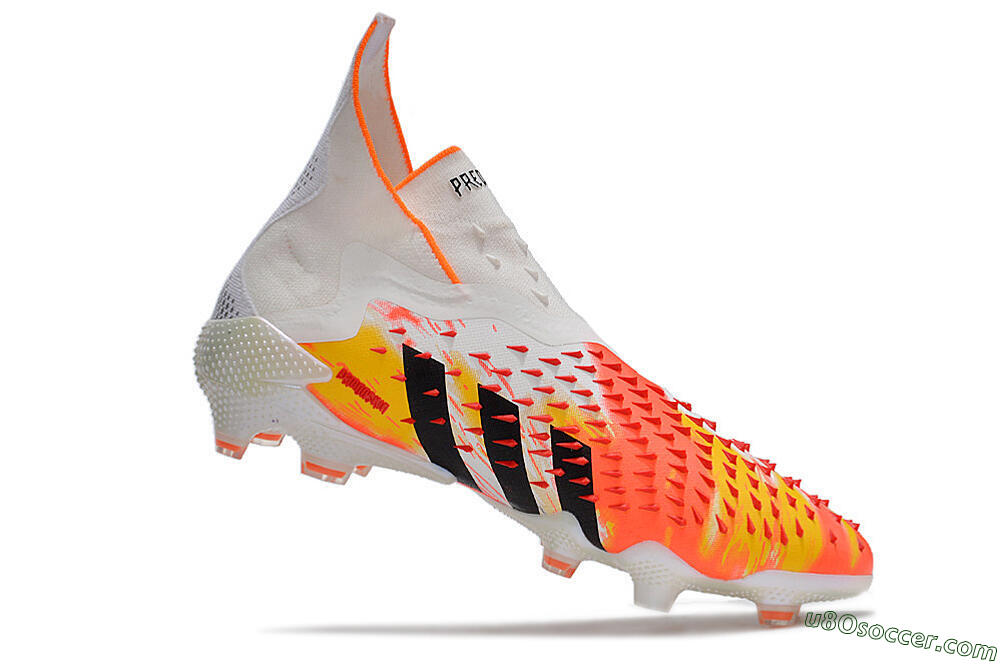 Adidas Predator Freak+ FG Firm Ground Soccer Cleats - White/Black/Orange 4