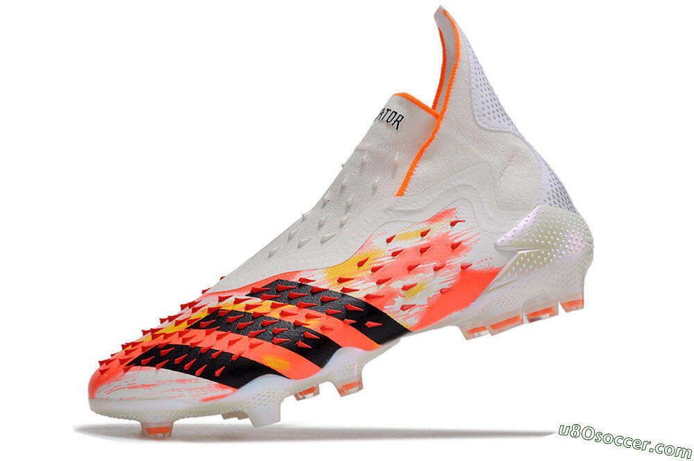 Adidas Predator Freak+ FG Firm Ground Soccer Cleats - White/Black/Orange 5