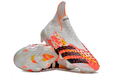 Adidas Predator Freak+ FG Firm Ground Soccer Cleats - White/Black/Orange