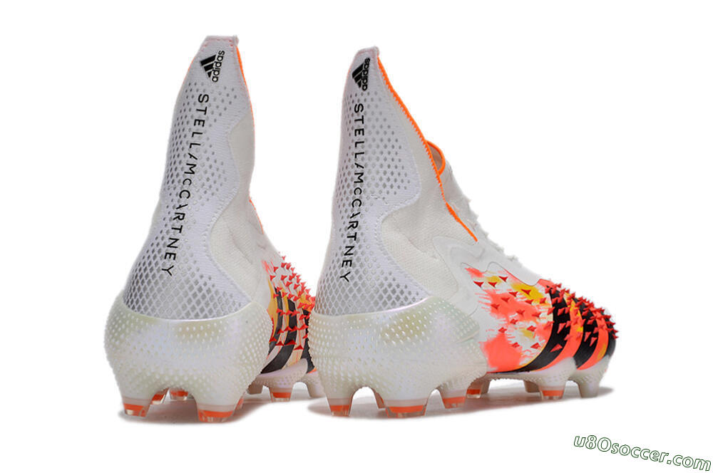 Adidas Predator Freak+ FG Firm Ground Soccer Cleats - White/Black/Orange 6