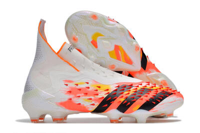 Adidas Predator Freak+ FG Firm Ground Soccer Cleats - White/Black/Orange