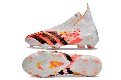 Adidas Predator Freak+ FG Firm Ground Soccer Cleats - White/Black/Orange