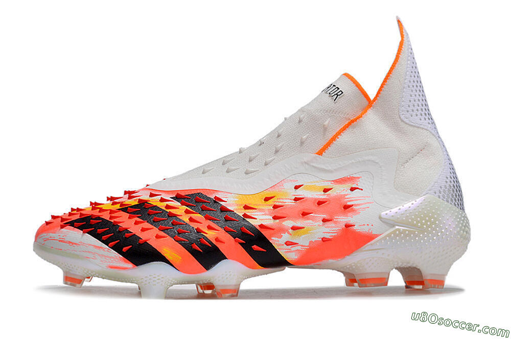 Adidas Predator Freak+ FG Firm Ground Soccer Cleats - White/Black/Orange 2
