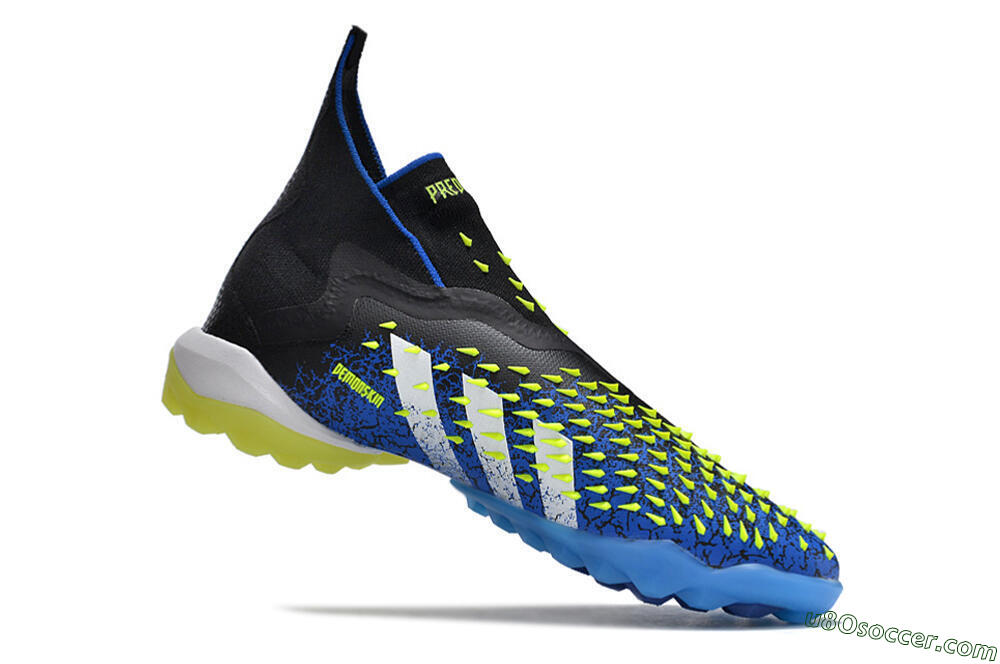 Adidas Predator Freak+ TF Artificial Turf Soccer Shoes - Black/Blue/Green 4
