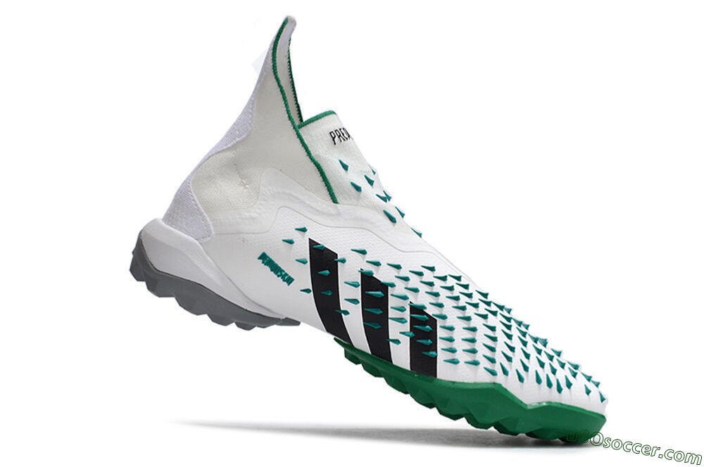 Adidas Predator Freak+ TF Artificial Turf Soccer Shoes - White/Green/Black 4