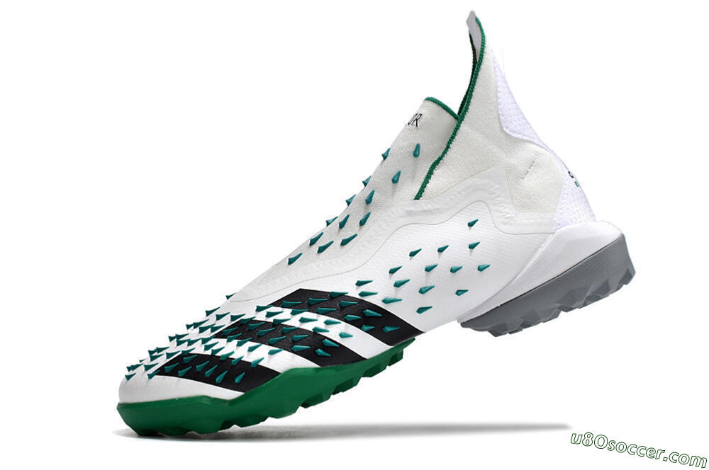 Adidas Predator Freak+ TF Artificial Turf Soccer Shoes - White/Green/Black 5
