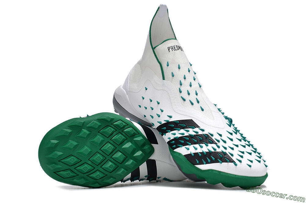 Adidas Predator Freak+ TF Artificial Turf Soccer Shoes - White/Green/Black 3