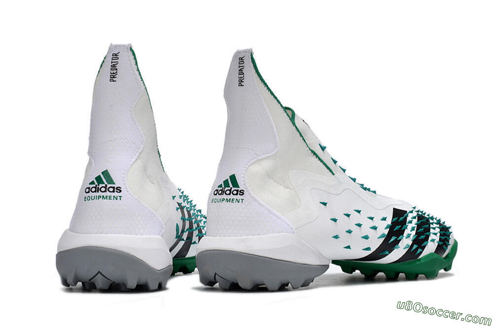 Adidas Predator Freak+ TF Artificial Turf Soccer Shoes - White/Green/Black 6