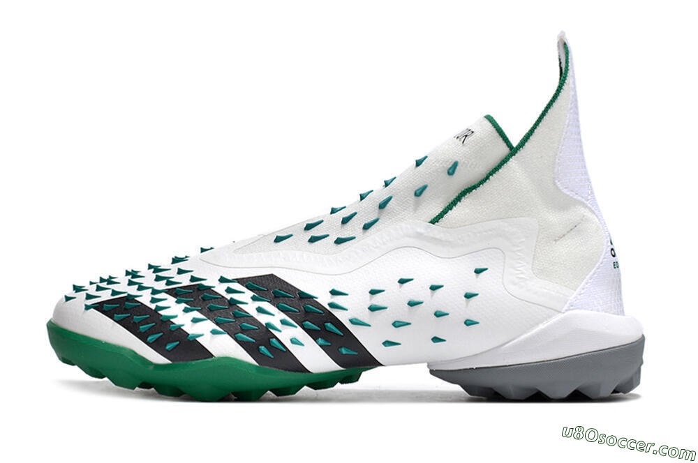Adidas Predator Freak+ TF Artificial Turf Soccer Shoes - White/Green/Black 2