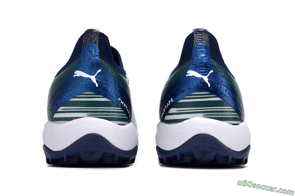 Puma Ultra Ultimate TF Artificial Turf Soccer Shoes - White/Blue/Green 5