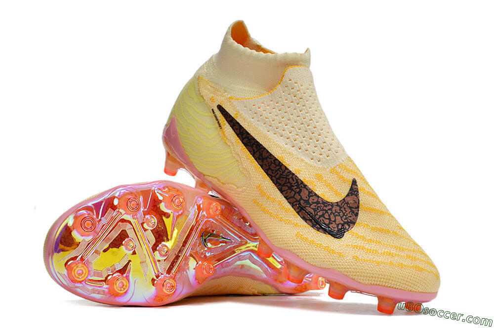 Nike Phantom GX Elite DF AG Artificial Grass Soccer Cleats - Yellow/Black/Pink 3