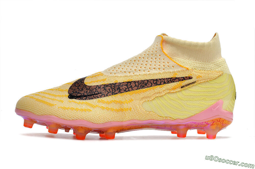 Nike Phantom GX Elite DF AG Artificial Grass Soccer Cleats - Yellow/Black/Pink 2