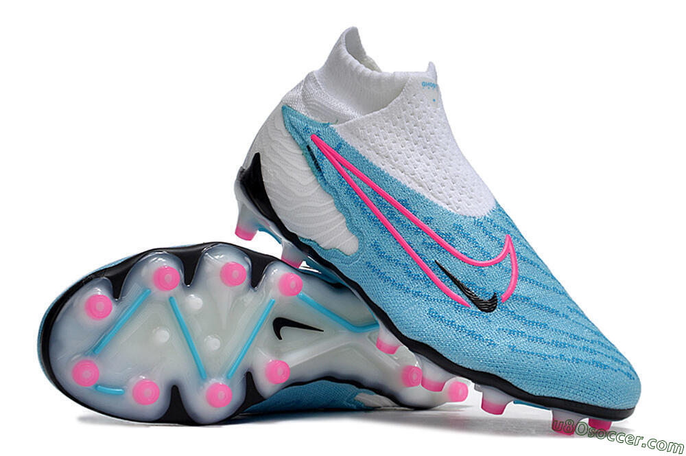 Nike Phantom GX Elite DF AG Artificial Grass Soccer Cleats - Blue/Black/White/Pink 3