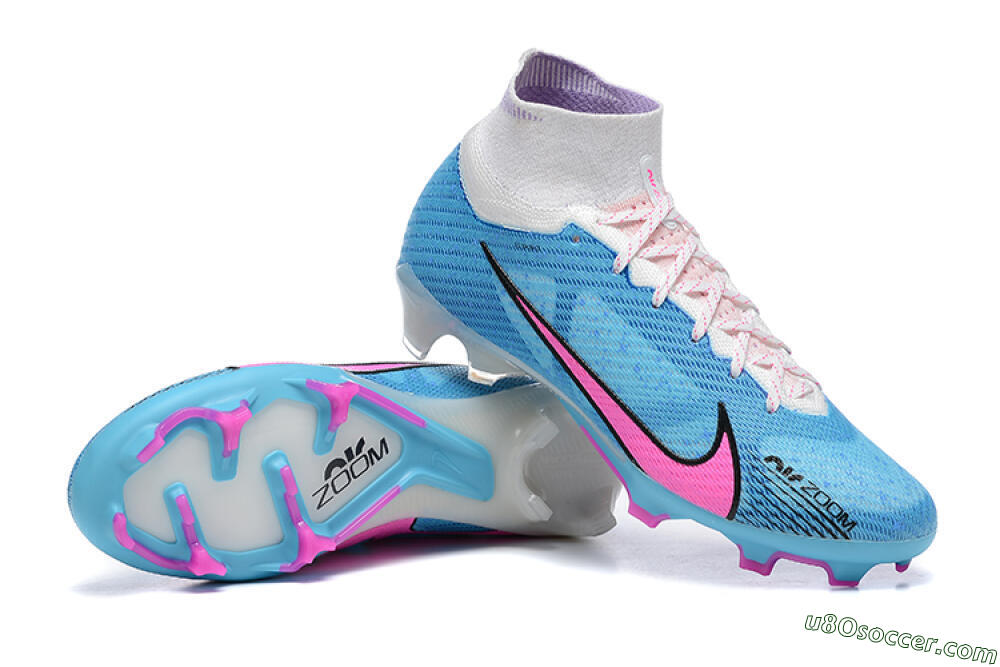 Nike Air Zoom Mercurial Superfly 9 Elite FG Firm Ground Soccer Cleats - Blue/Pink/White 4