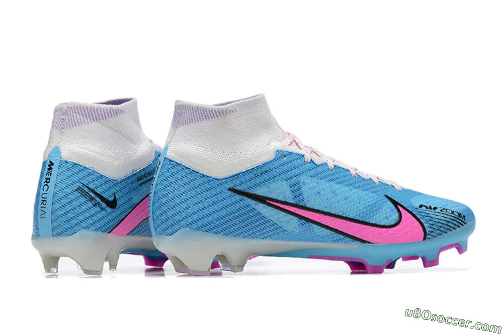 Nike Air Zoom Mercurial Superfly 9 Elite FG Firm Ground Soccer Cleats - Blue/Pink/White 8