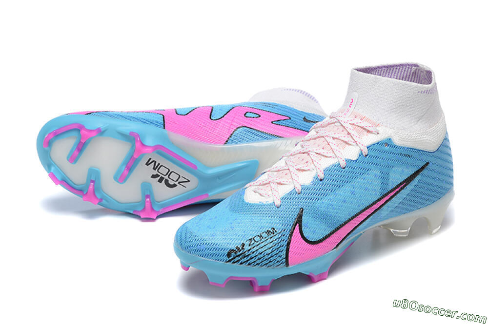 Nike Air Zoom Mercurial Superfly 9 Elite FG Firm Ground Soccer Cleats - Blue/Pink/White 3