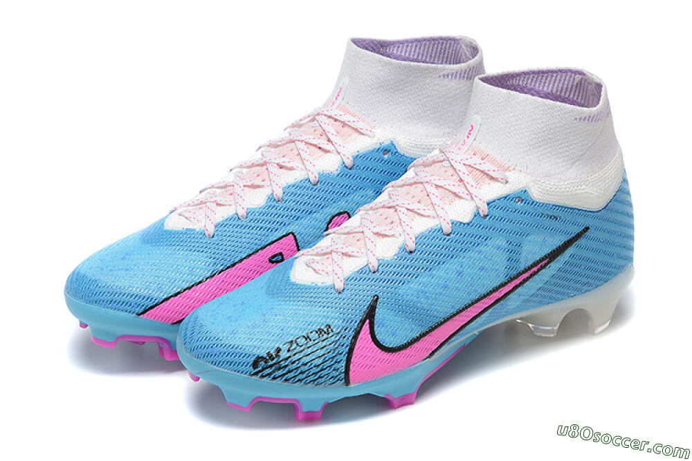 Nike Air Zoom Mercurial Superfly 9 Elite FG Firm Ground Soccer Cleats - Blue/Pink/White 9