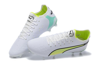 Puma King Ultimate Icon MG Multi Ground Soccer Cleats - White/Yellow/Black