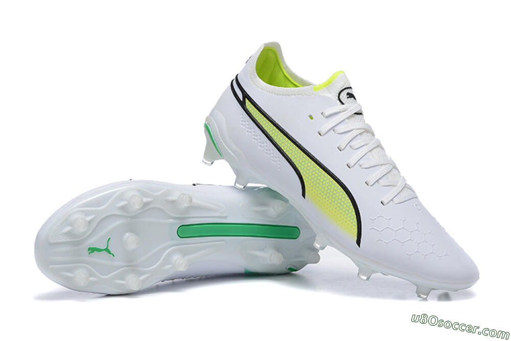 Puma King Ultimate Icon MG Multi Ground Soccer Cleats - White/Yellow/Black 4