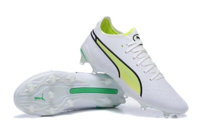 Puma King Ultimate Icon MG Multi Ground Soccer Cleats - White/Yellow/Black