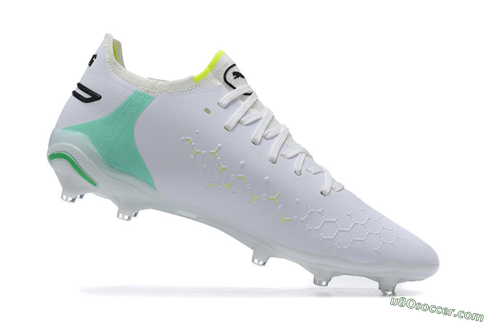 Puma King Ultimate Icon MG Multi Ground Soccer Cleats - White/Yellow/Black 6