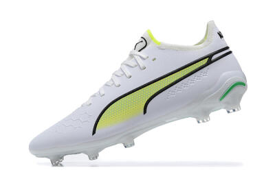 Puma King Ultimate Icon MG Multi Ground Soccer Cleats - White/Yellow/Black
