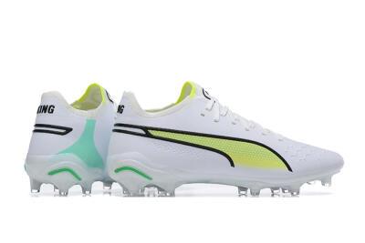 Puma King Ultimate Icon MG Multi Ground Soccer Cleats - White/Yellow/Black