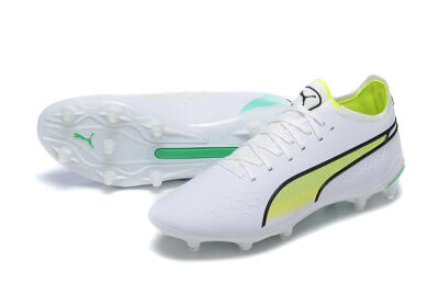 Puma King Ultimate Icon MG Multi Ground Soccer Cleats - White/Yellow/Black