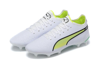 Puma King Ultimate Icon MG Multi Ground Soccer Cleats - White/Yellow/Black