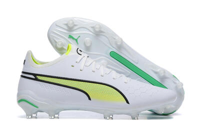 Puma King Ultimate Icon MG Multi Ground Soccer Cleats - White/Yellow/Black