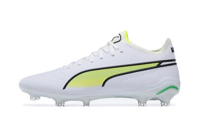 Puma King Ultimate Icon MG Multi Ground Soccer Cleats - White/Yellow/Black