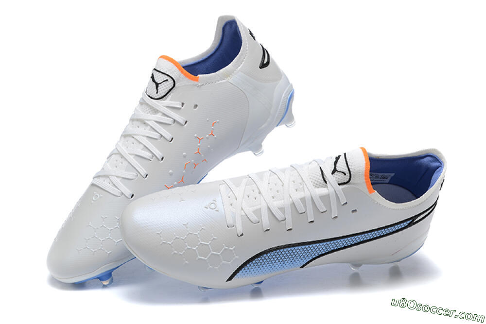 Puma King Ultimate Icon MG Multi Ground Soccer Cleats - White/Blue 5