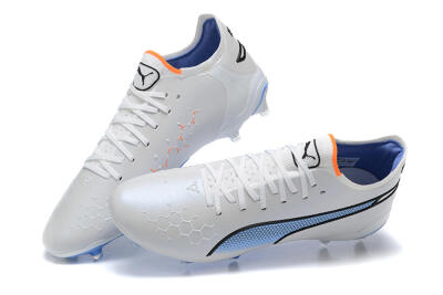 Puma King Ultimate Icon MG Multi Ground Soccer Cleats - White/Blue