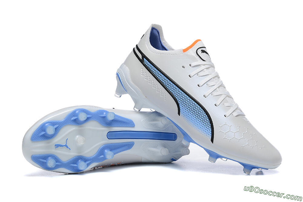 Puma King Ultimate Icon MG Multi Ground Soccer Cleats - White/Blue 4