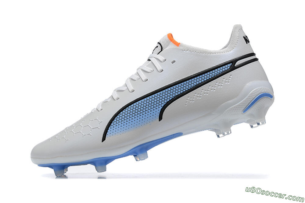 Puma King Ultimate Icon MG Multi Ground Soccer Cleats - White/Blue 7