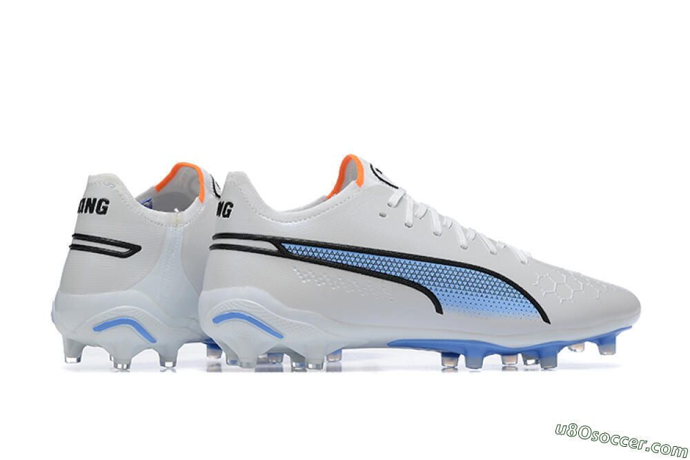 Puma King Ultimate Icon MG Multi Ground Soccer Cleats - White/Blue 8