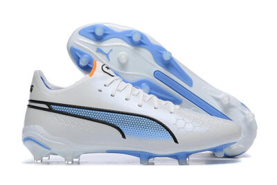 Puma King Ultimate Icon MG Multi Ground Soccer Cleats - White/Blue