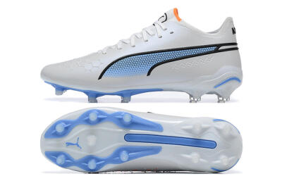 Puma King Ultimate Icon MG Multi Ground Soccer Cleats - White/Blue