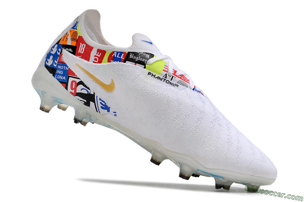 Harry Kane X Nike Phantom GX Elite FG Firm Ground Soccer Cleats - White/Rainbow 4