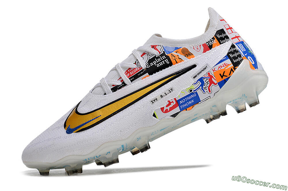 Harry Kane X Nike Phantom GX Elite FG Firm Ground Soccer Cleats - White/Rainbow 5