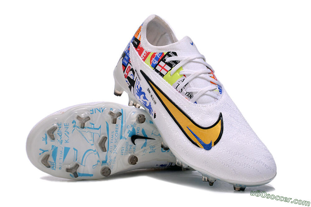 Harry Kane X Nike Phantom GX Elite FG Firm Ground Soccer Cleats - White/Rainbow 3