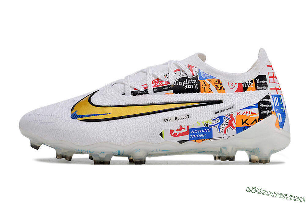 Harry Kane X Nike Phantom GX Elite FG Firm Ground Soccer Cleats - White/Rainbow 2