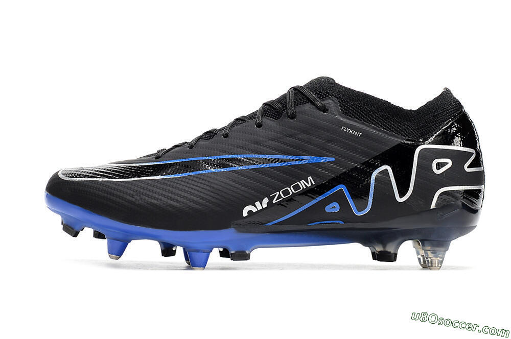 Nike Air Zoom Mercurial Vapor 15 Elite SG Soft Ground Soccer Cleats - Black/Blue/White 2