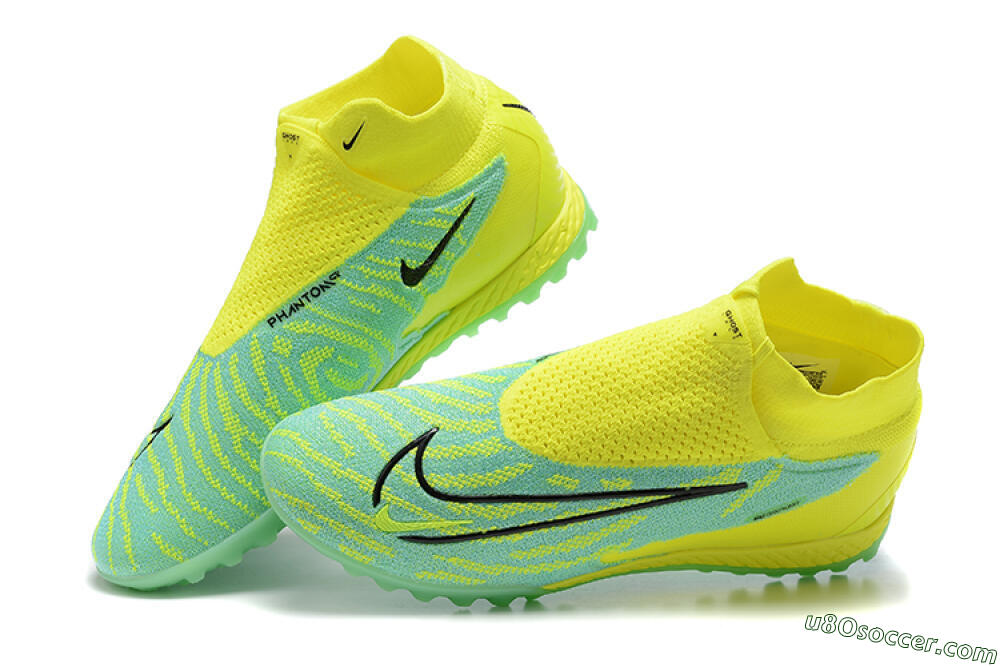 Nike Phantom GX Elite DF TF Artificial Turf Soccer Shoes - Blue/Black/Yellow 5