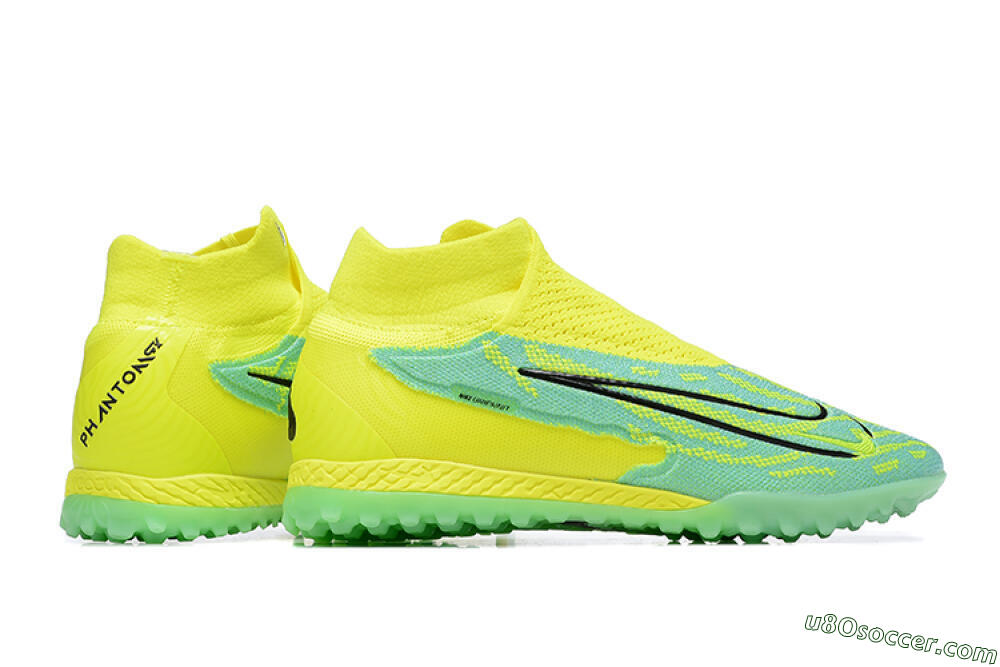 Nike Phantom GX Elite DF TF Artificial Turf Soccer Shoes - Blue/Black/Yellow 8