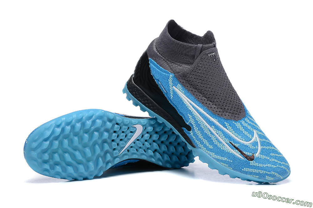 Nike Phantom GX Elite DF TF Artificial Turf Soccer Shoes - Blue/White/Black 4