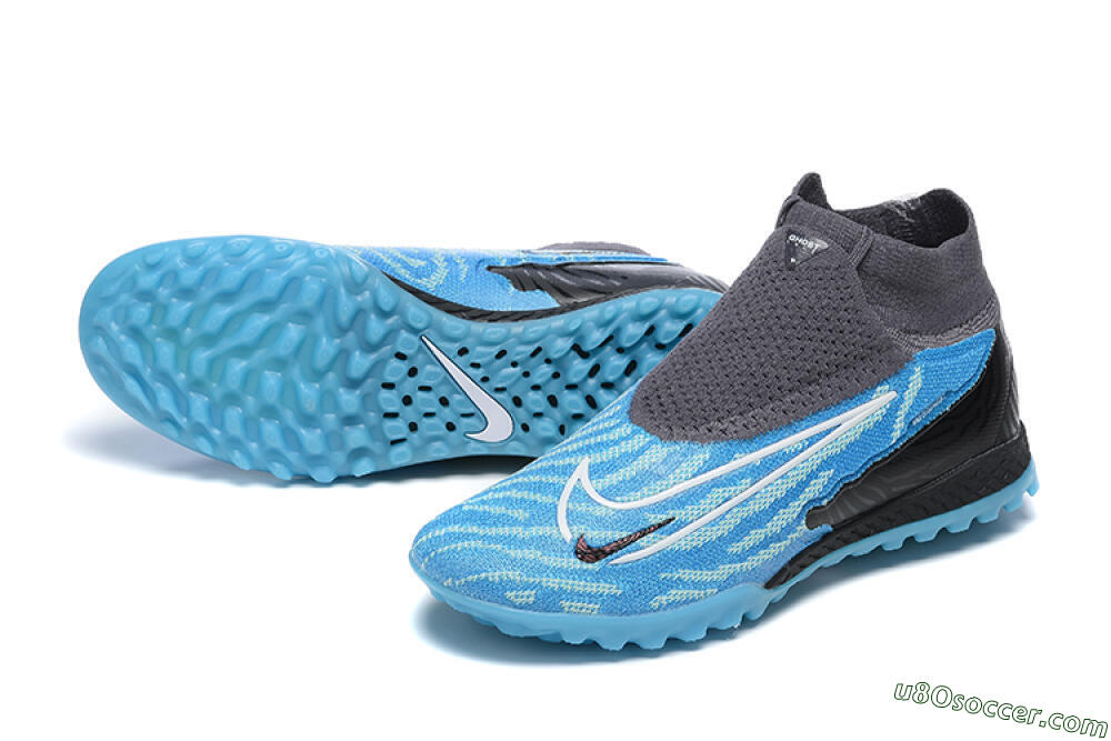 Nike Phantom GX Elite DF TF Artificial Turf Soccer Shoes - Blue/White/Black 3