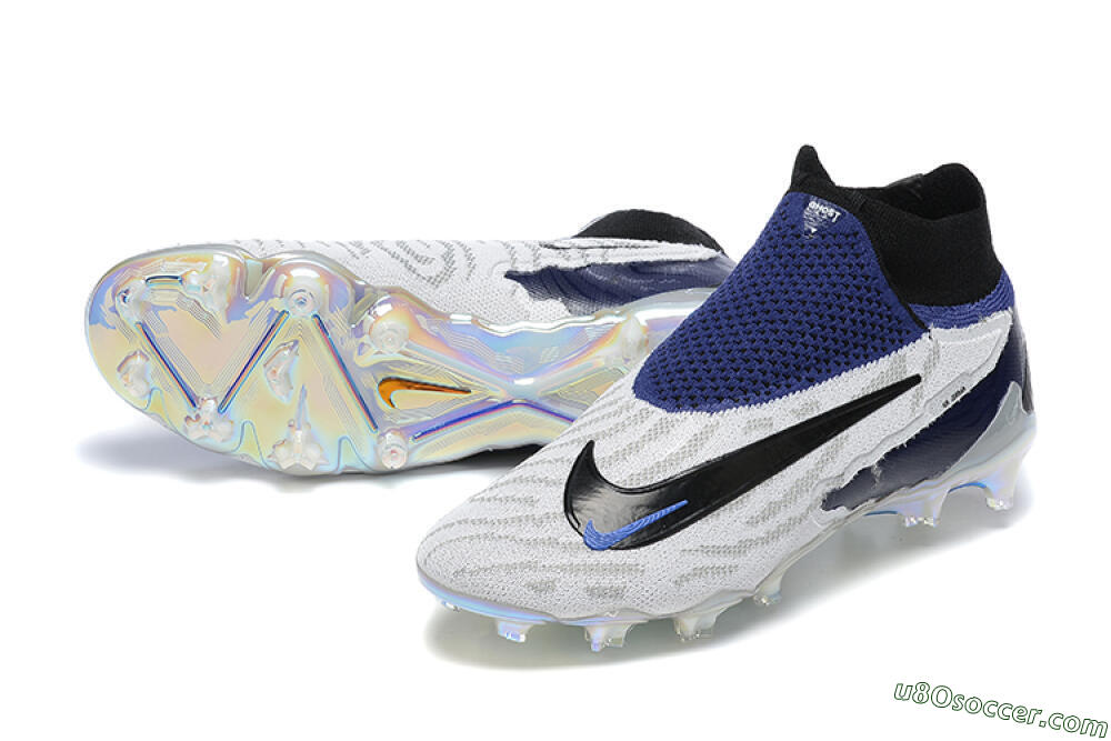 Nike Phantom GX Elite DF FG Firm Ground Soccer Cleats - White/Black/Blue 3